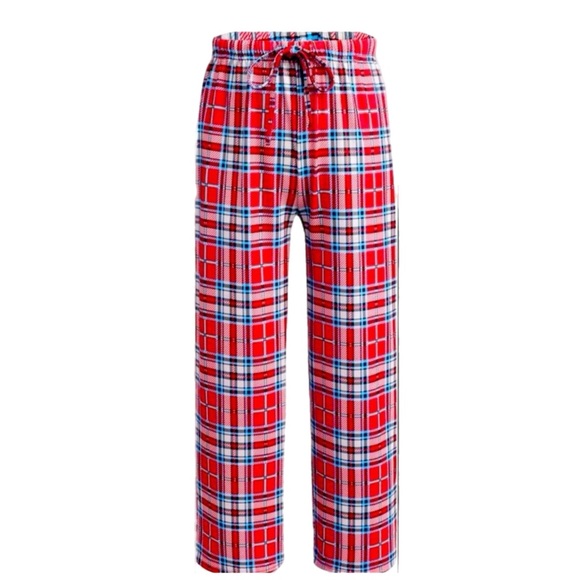 NW0T Men’s Red, White & Blue Elastic Waistband Plaid Flannel Pajamas - Picture 3 of 5